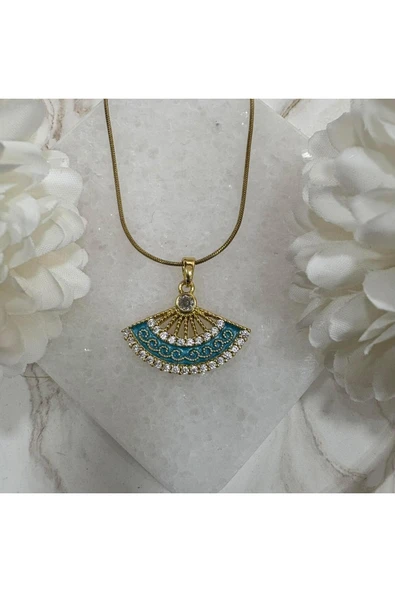 nesdesign Çelik Mavi Yelpaze Kolye (46 cm) ürün görseli 1