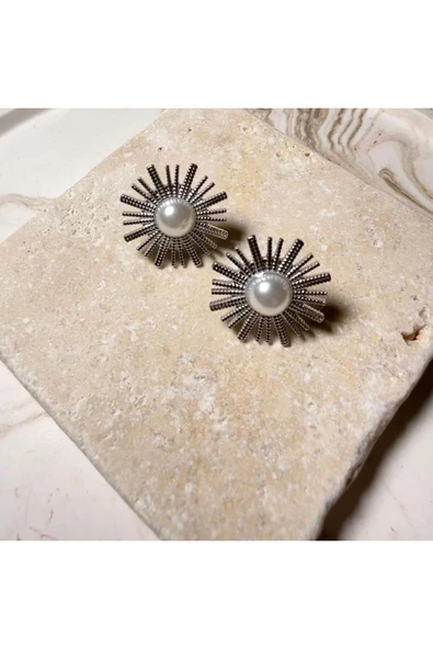 nesdesign Çelik İncili Güneş Model Gümüş Küpe ürün görseli 1