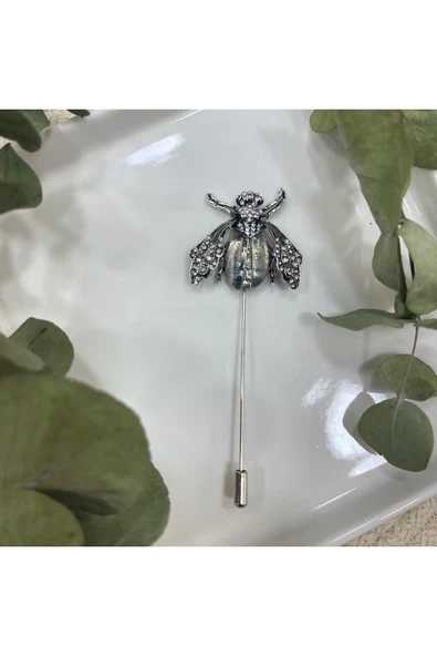 nesdesign ZR Eskitme Gümüş Bal Arısı Broş - Resim 3