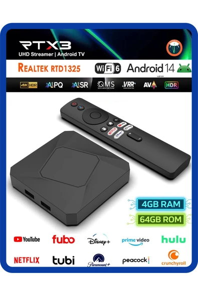 EverBox RT-X3 4K Android 14.0 TV Box 4+64GB Realtek RTD1325 Yapay Zeka İşlemci Chip Dual Hızlı WiFi6 ürün görseli 1