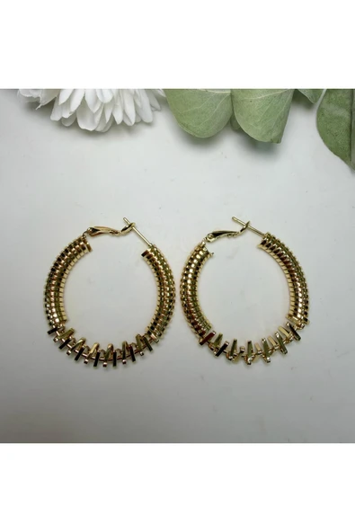 nesdesign Çelik Yaylı Gold Halka Küpe - Resim 2