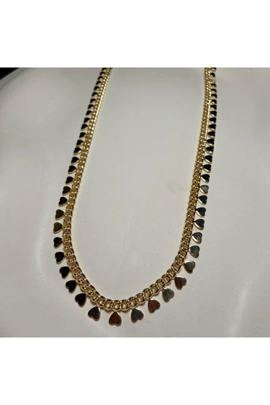 nesdesign Altın Kaplama Kalp Pullu Gold Zincir Kolye (45+5 cm) ürün görseli 1
