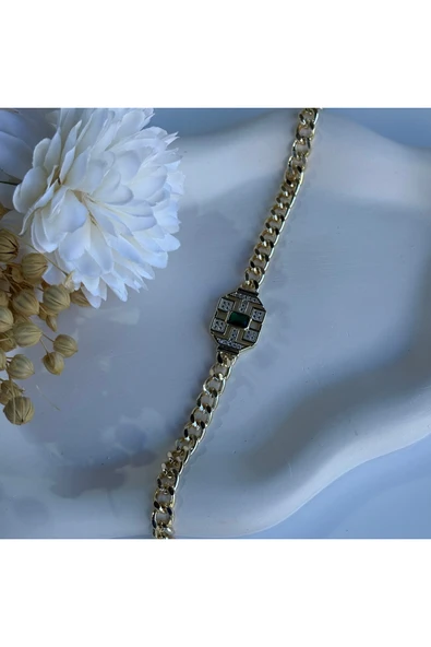 nesdesign Yeşil Taşlı Bileklik (17+5 cm) ürün görseli 1