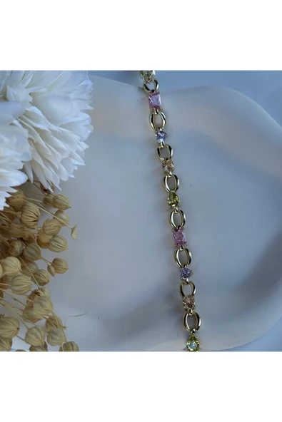 nesdesign Pastel Tonlu Taşlı Zarif Bileklik (17+2 cm) ürün görseli 1