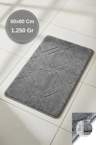Lüks Kaymaz Taban 50x80 cm Banyo Halısı/Paspası Wb - 11 mm Kalın %100 Polipropilen ürün görseli 1