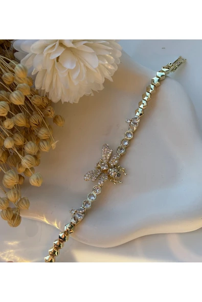 nesdesign Ortası Arılı Petek Model Taşlı Bileklik (17+2 cm) ürün görseli 1