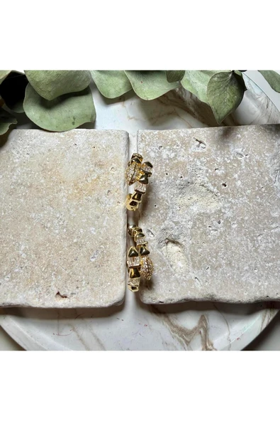 nesdesign Çelik Taşlı Yılan Küpe (Gold) ürün görseli 1