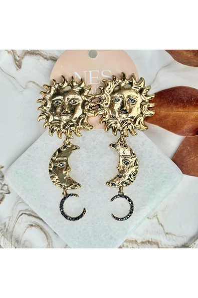 nesdesign Güneş Ay Sallantılı Küpe ürün görseli 1