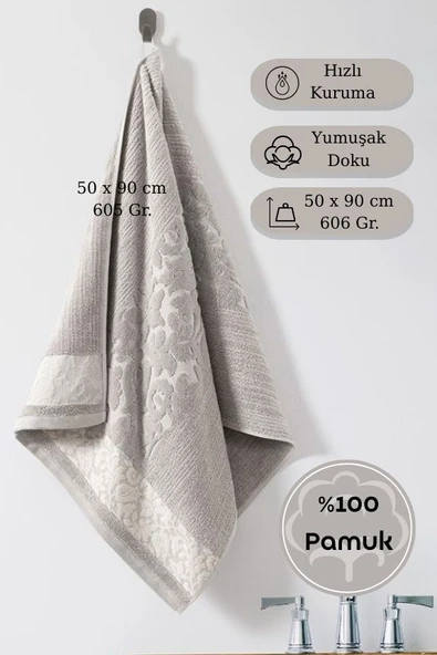 Pamuk Tekli Havlu Jakarlı Karna Premıum Sıbell - 50 x 90 ürün görseli 1