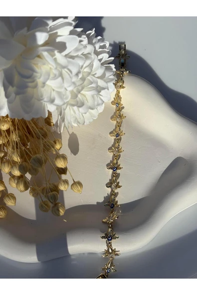 nesdesign 14K Özel Seri Nazar Boncuklu Arı Bileklik (17+2 cm) ürün görseli 1