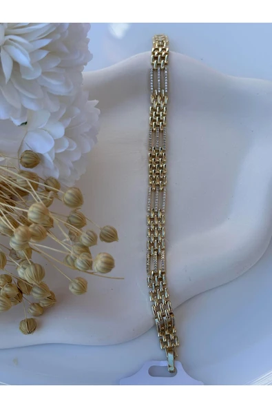 nesdesign 14K Özel Seri Örgü Tasarım Çizgi Bileklik (17+2 cm) ürün görseli 1