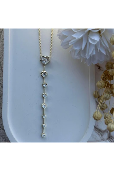 nesdesign Kalp Taşlı Y Kolye (50 cm) ürün görseli 1