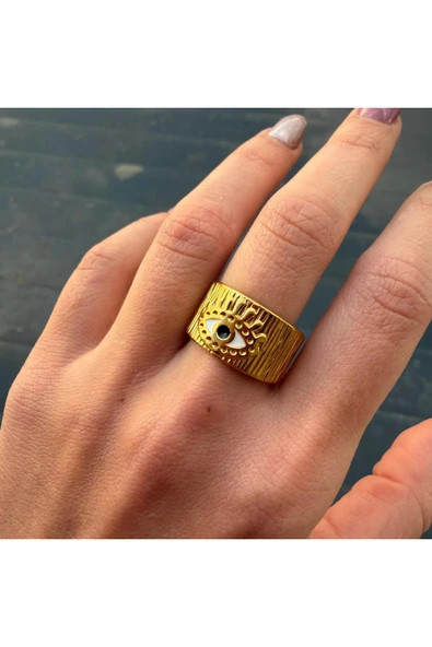 nesdesign Çelik Gözlü Dokulu Ayarlanabilir Yüzük ürün görseli 1