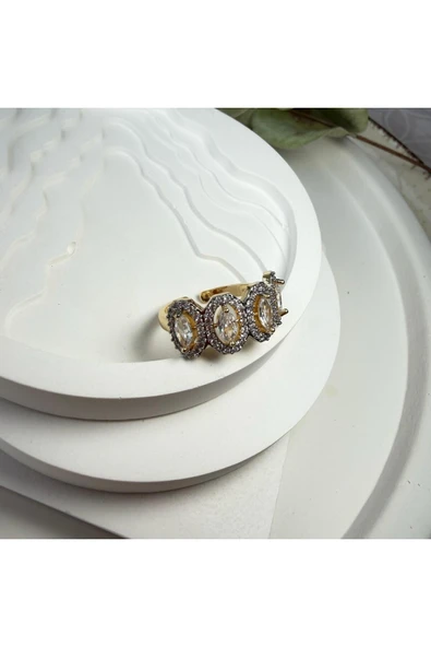 nesdesign Dört Sıra Markiz Kesim Taşlı Ayarlanabilir Yüzük - Resim 2