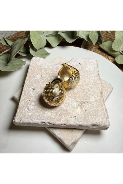 nesdesign Çelik Gold Labirent Desenli Sepet Küpe ürün görseli 1