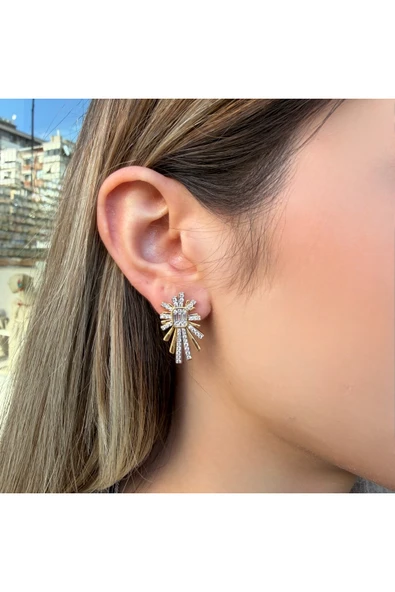 nesdesign Baget Taşlı Işıltı Küpe ürün görseli 1