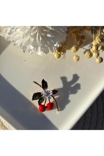 nesdesign Çiçekli Kiraz Broş ürün görseli 1