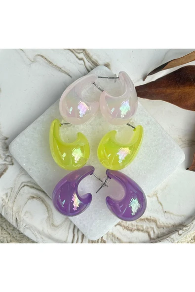 nesdesign Yeşil Hologram Damla Küpe - Resim 2