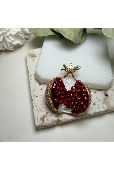 nesdesign Gold Detaylı Bereket Narı Yılbaşı Broş ürün görseli 1