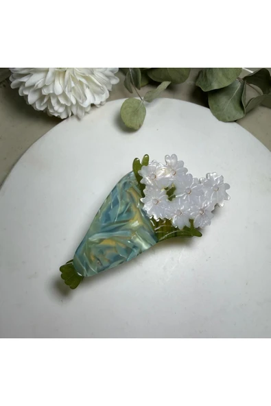 nesdesign Beyaz Çiçek Buketi Toka ürün görseli 1