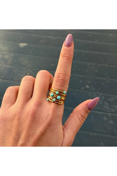 nesdesign Çelik Mavi Taşlı Ayarlanabilir Yüzük ürün görseli 1