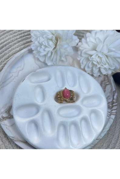 nesdesign Mercan Pembesi Vintage Çelik Yüzük ürün görseli 1