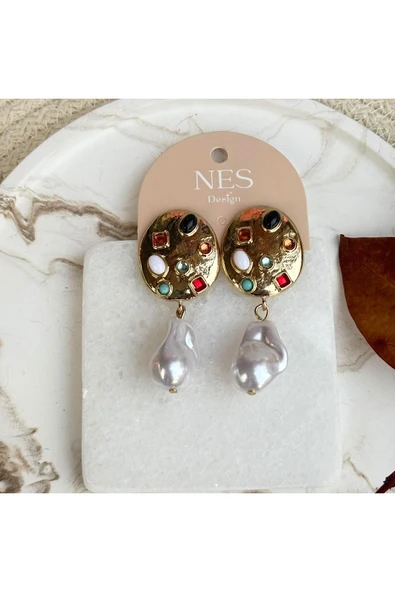 nesdesign İnci Sallantılı Palet Küpe ürün görseli 1