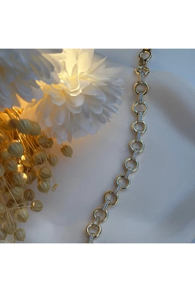 nesdesign 14K Özel Seri Taşlı Küçük Halka Şık Bileklik (17+2 cm) ürün görseli 1