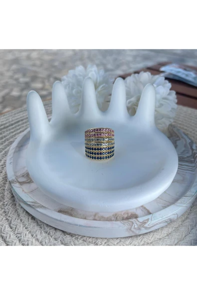 nesdesign Pembe Laci Renkli Zirkon Taşlı Zarif Yüzük ürün görseli 1