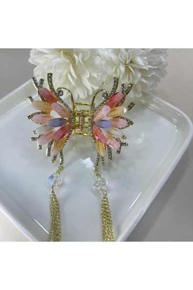 nesdesign Taşlı Tasarım Renkli Kelebek Toka ürün görseli 1