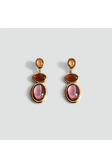 nesdesign MNG Pembe Taşlı Sallantılı Küpe ürün görseli 1