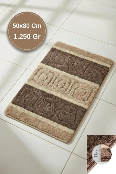 Lüks Kaymaz Taban 50x80 cm Banyo Halısı/Paspası Wb - 11 mm Kalın %100 Polipropilen - Resim 3