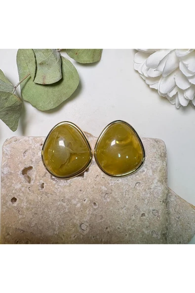 nesdesign Hardal Sarısı Akrilik Gold Küpe ürün görseli 1