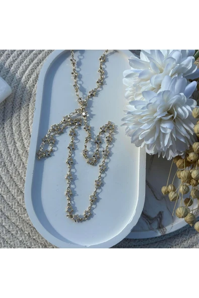 nesdesign Taşlı Yıldız Zincir Y Kolye (60 cm) ürün görseli 1