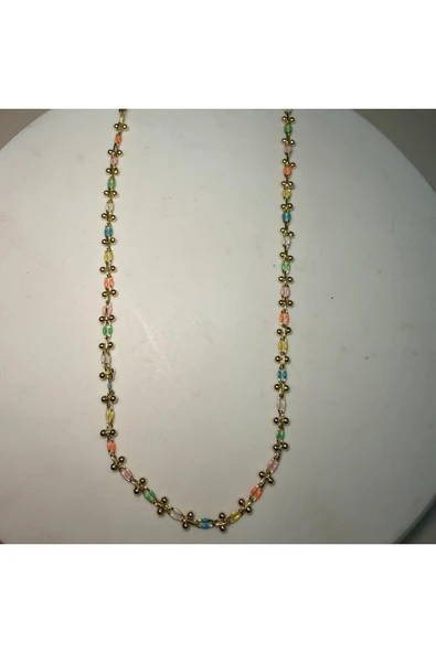 nesdesign Renkli Gold Top Detaylı Zincir Kolye (54+5 cm) ürün görseli 1