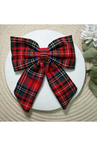 nesdesign Kırmızı Ekose Desenli Fiyonk Toka ürün görseli 1