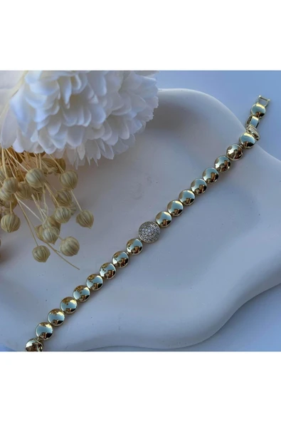 nesdesign 14K Özel Seri Yuvarlak Taşlı Bileklik ürün görseli 1