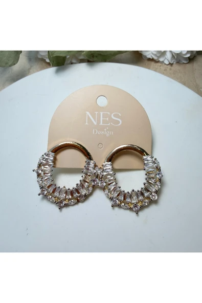nesdesign Baget Taşlı Halka Küpe - Resim 2