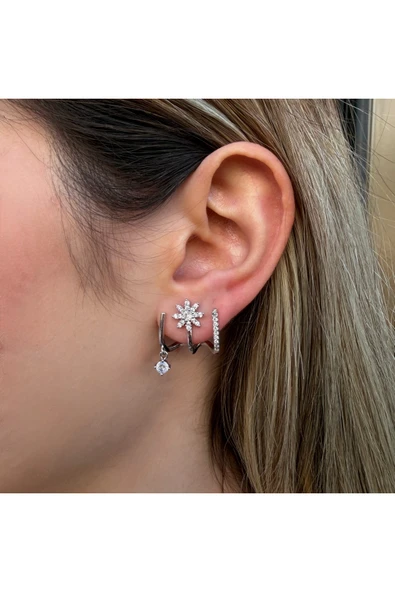 nesdesign Çiçekli Üç Tırnak Küpe - Resim 2