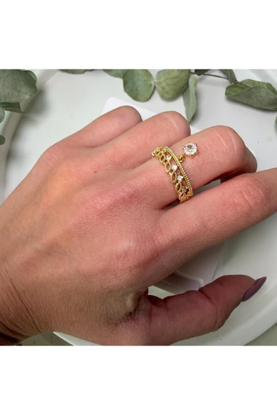 nesdesign Sallantılı Taşlı Helenistik Zarif Ayarlanabilir Yüzük ürün görseli 1