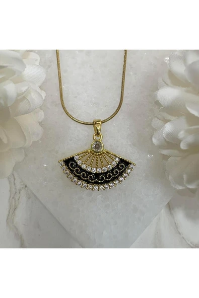 nesdesign Çelik Siyah Yelpaze Kolye (46 cm) ürün görseli 1