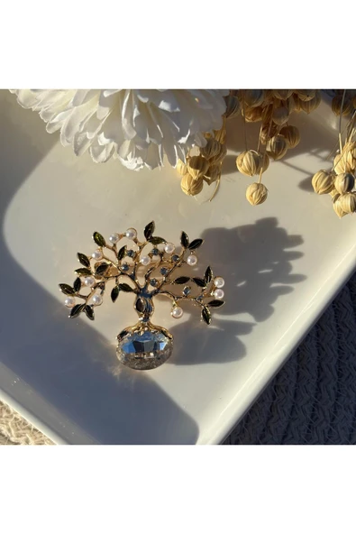 nesdesign İncili Yaşam Ağacı Broş ürün görseli 1