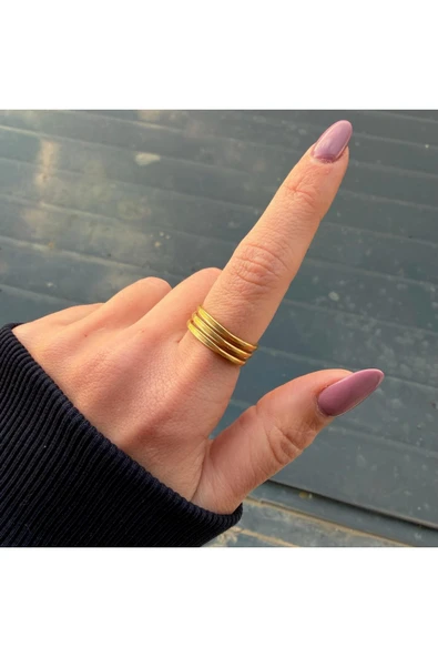 nesdesign Çelik Üç Sıra Zarif Ayarlanabilir Yüzük ürün görseli 1