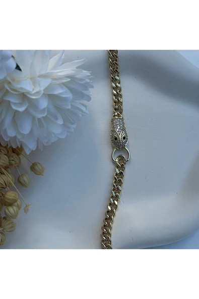 nesdesign 14K Özel Seri Yılan Başlı Zincir Bileklik (17+2 cm) ürün görseli 1