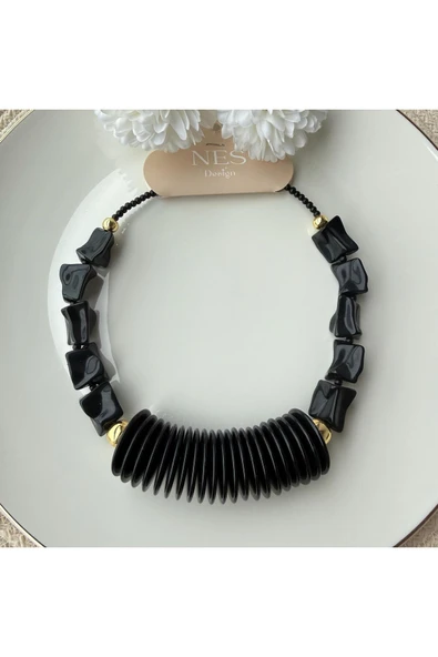 nesdesign Siyah Boncuk Tasarım Kolye ürün görseli 1