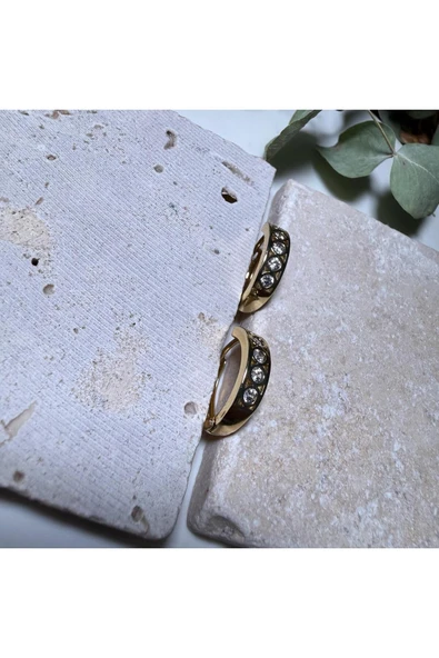 nesdesign 14K Özel Seri İçi Yuvarlak Taşlı Küpe - Resim 2