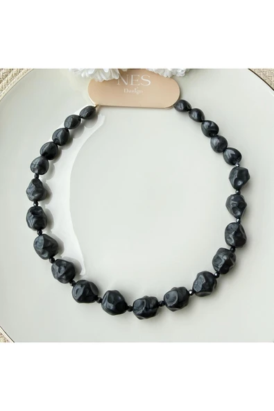 nesdesign Akrilik Boncuk Gri Kolye ürün görseli 1