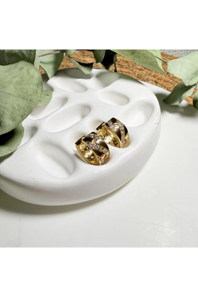 nesdesign 14K Özel Seri Sıra Zirkon Taşlı Zarif Küpe ürün görseli 1