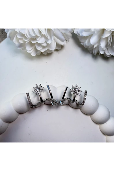 nesdesign Çiçekli Üç Tırnak Küpe - Resim 3