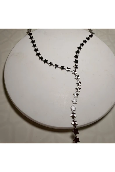 nesdesign Yıldız Plakalı Uzun Y Kolye (Gümüş Renk) ürün görseli 1